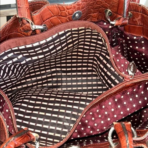 Furla Crocodile-Embossed Rust Colored Tote Bag - Picture 15 of 15